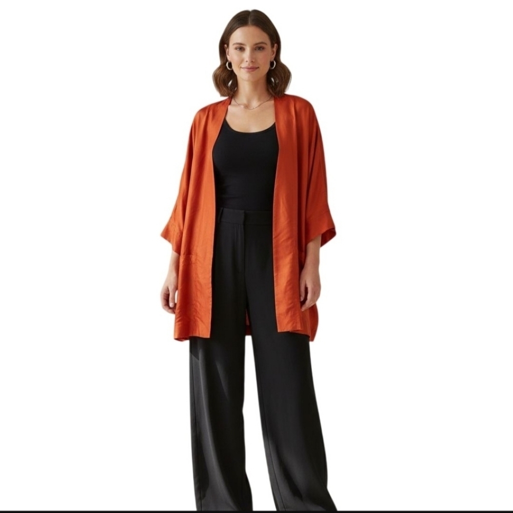 Vintage Barbara O. Burnt Orange Thai Silk Kimono Size M